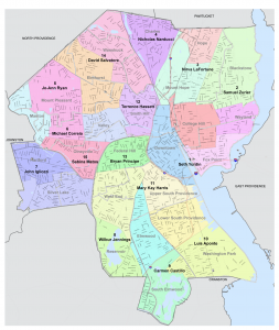 Map of neighborhoods and wards in Providence.