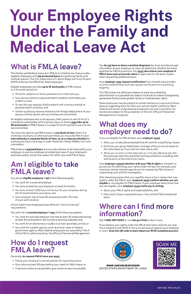FMLA Poster - Your Employee rights under the FMLA - click to view PDF